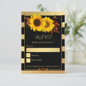 Sonnenblume Gold Streifen Hochzeit im Herbst RSVP Einladung (Stehend Vorderseite)
