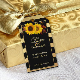 Sonnenblume Gold Streifen Hochzeitsgeschenk Tag Geschenkanhänger