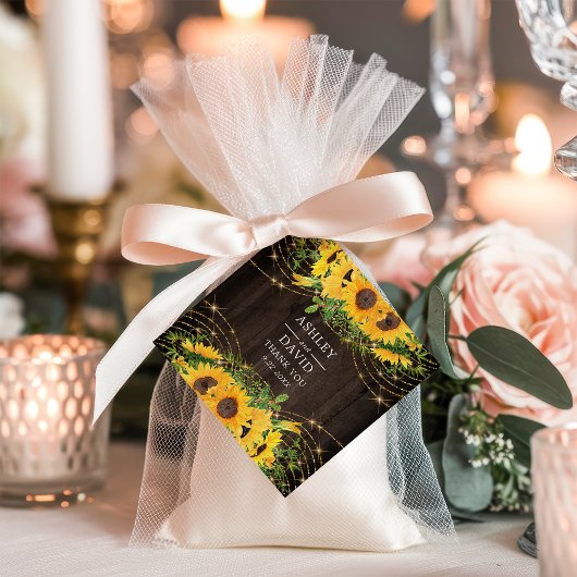 Sonnenblume Gold String Lights Rustikale Hochzeit Geschenkanhänger