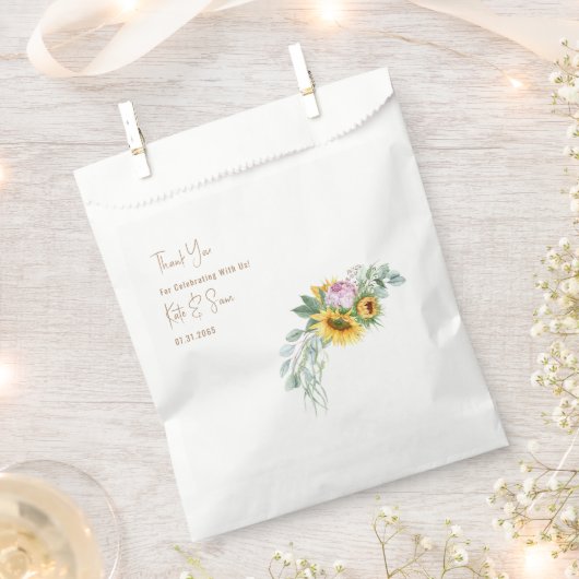 Sonnenblume Gold Text White Wedding Geschenktütchen (Ausgeschnitten)