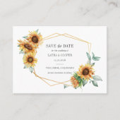 Sonnenblume, goldene geometrische Rahmen Save the Visitenkarte (Vorderseite)