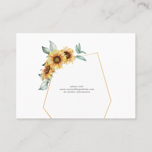Sonnenblume, goldene geometrische Rahmen Save the  Visitenkarte (Rückseite)