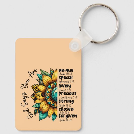 Sonnenblume Gott sagt, du bist Schlüsselanhänger (Rückseite)