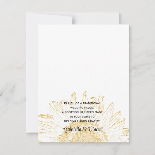 Sonnenblume Grafik Hochzeitskarte Wohltätigkeit Fe (Vorderseite)