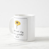 Sonnenblume Grateful Herztypografie Kaffeetasse (Vorderseite Links)
