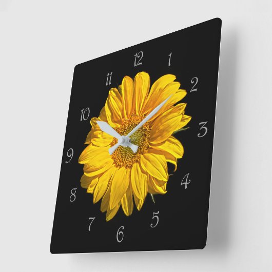 Sonnenblume Graue Skriptnummern wc Quadratische Wanduhr (Winkel)