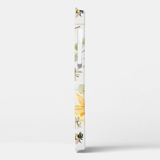 Sonnenblume Graugelbe Hummeln Rustikales Skript Case-Mate iPhone Hülle (Rückseite / Links)