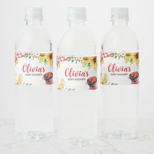 Sonnenblume GRILLEN Baby Dusche Wasserflaschenetikett (Flaschen)