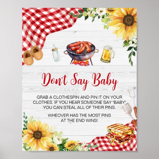 Sonnenblume GRILLEN Baby Shower Say Baby nicht Poster (Vorne)