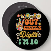 Sonnenblume Groovy Peace Out Single Digits Im 10 B Button (Vorne & Hinten)