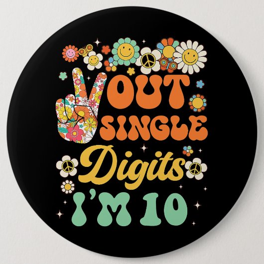 Sonnenblume Groovy Peace Out Single Digits Im 10 B Button (Vorderseite)