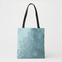 Sonnenblume - große aquamarine Taschen-Tasche der Tasche