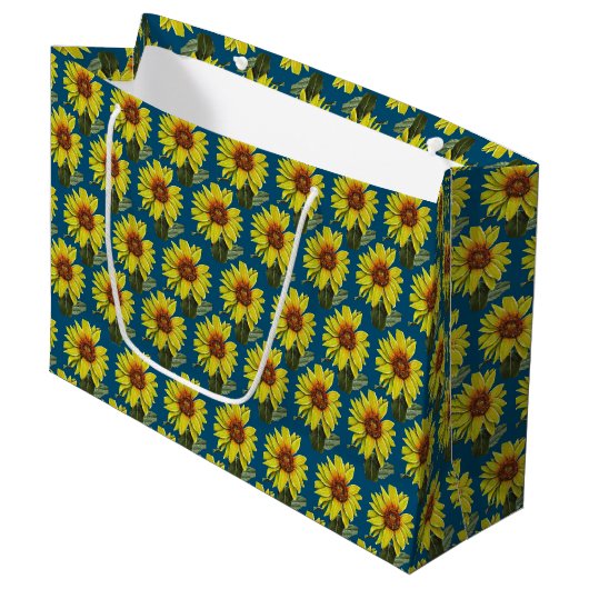 Sonnenblume Große Geschenktaschen Große Geschenktüte (Vorderseite Schrägansicht)