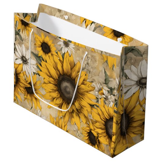 Sonnenblume Große Geschenktüte (Vorderseite Schrägansicht)