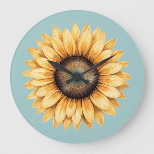 Sonnenblume Große Wanduhr (Vorderseite)