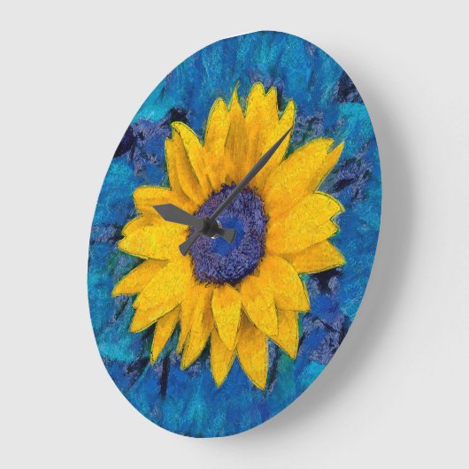 Sonnenblume Große Wanduhr (Winkel)