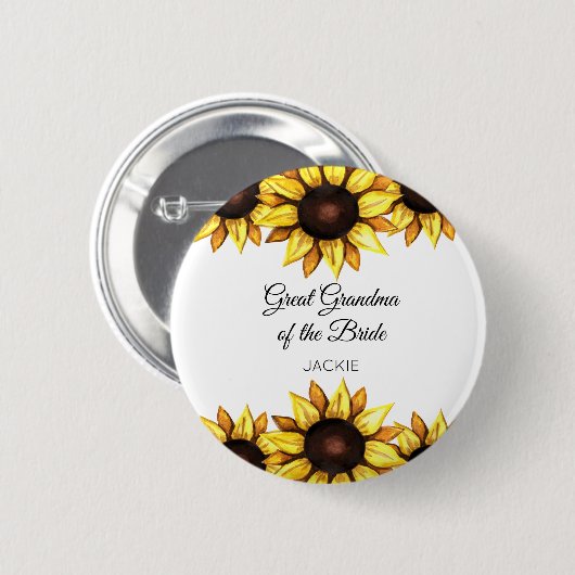 Sonnenblume Großes Oma der Braut Button (Vorne & Hinten)