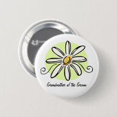 Sonnenblume-Großmutter des Bräutigam-runden Button (Vorne & Hinten)