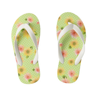 Sonnenblume Grün. Kid's Flip Flops Kinderbadesandalen