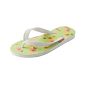 Sonnenblume Grün. Kid's Flip Flops Kinderbadesandalen (Schrägansicht)