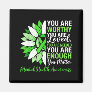 Sonnenblume Grüne Mental Health Bewusstseinsbildun Magnet