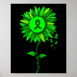 Sonnenblume grünes Band für psychische Gesundheits Poster