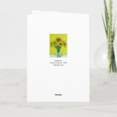 Sonnenblume-Gruß-Karte. Gelb auf Gelb Karte (Rückseite)