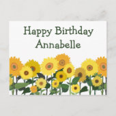 Sonnenblume Happy Birthday Beautiful Personalisier Postkarte (Vorderseite)