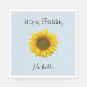 Sonnenblume Happy Birthday Blue Custom Serviette (Vorderseite)