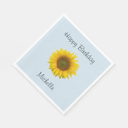 Sonnenblume Happy Birthday Blue Custom Serviette (Ecke)