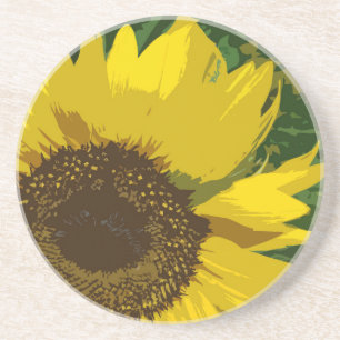 Sonnenblume Hellgelbe Künstlerische Blume Floral Sandstein Untersetzer