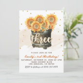 Sonnenblume Herbst 3. Geburtstag Einladung (Stehend Vorderseite)