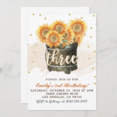 Sonnenblume Herbst 3. Geburtstag Einladung (Vorne/Hinten)