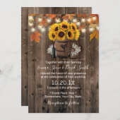 Sonnenblume Herbst Holzfass Rustikale Brauerei Hoc Einladung (Vorne/Hinten)