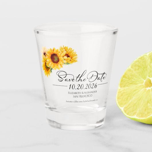 Sonnenblume Herbstliche Hochzeit im Herbst Save th Schnapsglas (Vorderseite)