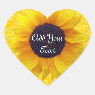 Sonnenblume Herz-Aufkleber