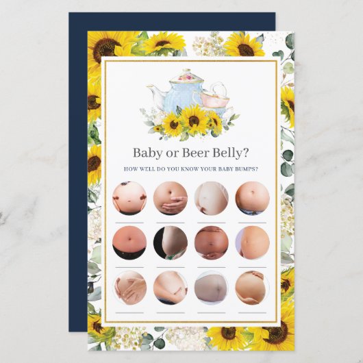 Sonnenblume High Tee Party Baby oder Bierbauch Gam (Vorne/Hinten)