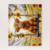 Sonnenblume Highland-Kuh Puzzle (Vertikal)
