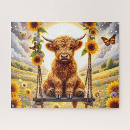 Sonnenblume Highland-Kuh Puzzle (Horizontal)
