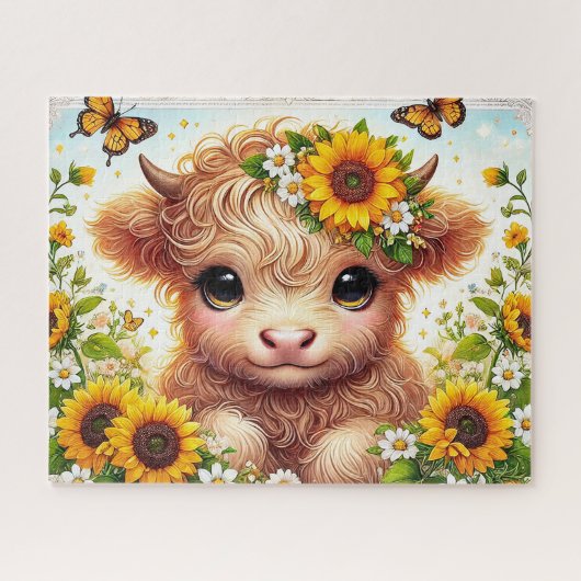 Sonnenblume Highland-Kuh Puzzle (Horizontal)