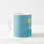 Sonnenblume Himawari hellblaue gelbe Blume Kaffeetasse (Vorderseite Links)