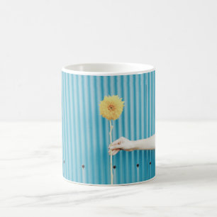 Sonnenblume Himawari hellblaue gelbe Blume Kaffeetasse