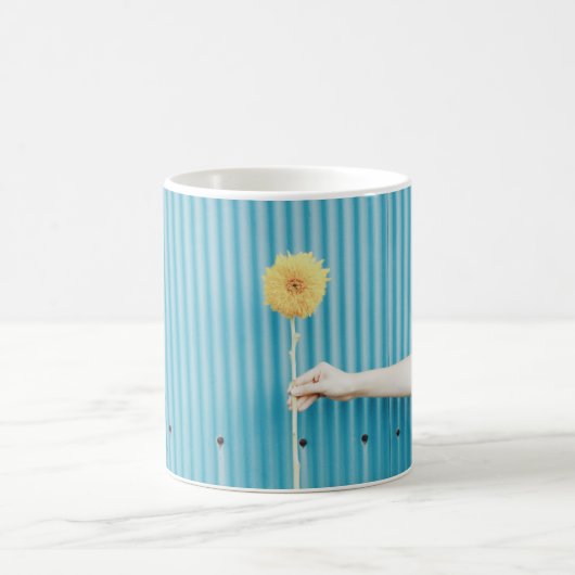 Sonnenblume Himawari hellblaue gelbe Blume Kaffeetasse (Mittel)