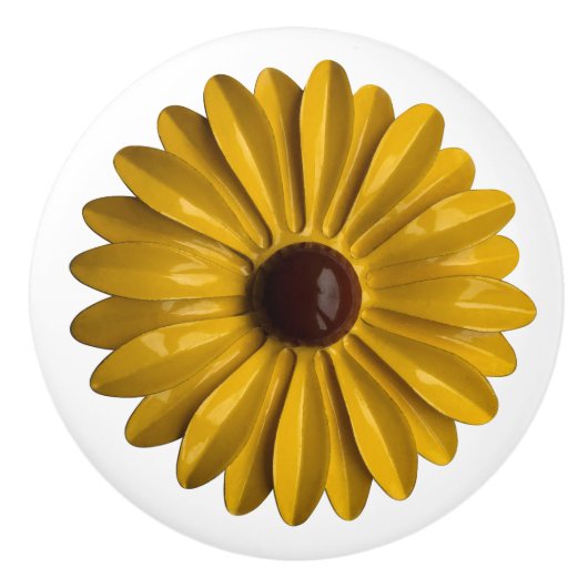 Sonnenblume Hippie Daisy Blume Floral BOHO Gelb Keramikknauf (Vorderseite)