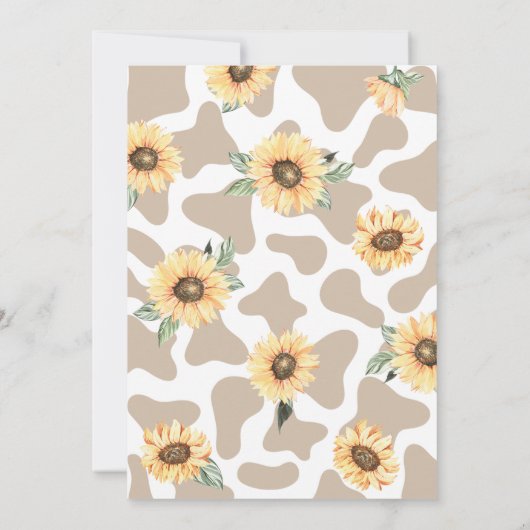 Sonnenblume Hochland Kuh Baby Dusche Einladung (Rückseite)