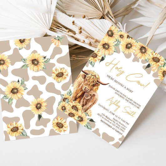 Sonnenblume Hochland Kuh Baby Dusche Einladung