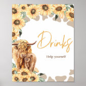 Sonnenblume Hochland Kuh Baby Duschgetränke Poster (Vorne)