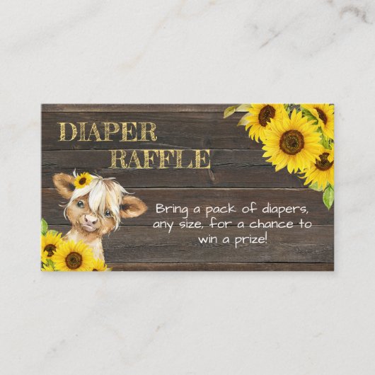 Sonnenblume Hochland Kuh Babydusche Windelwindeln Begleitkarte (Vorderseite)