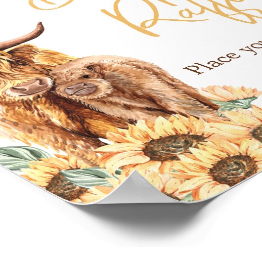 Sonnenblume Hochland Kuh Babydusche Windelwindeln Poster (Ecke)