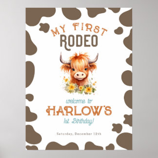 Sonnenblume Hochland Kuh meine erste Rodeo 1. Gebu Poster